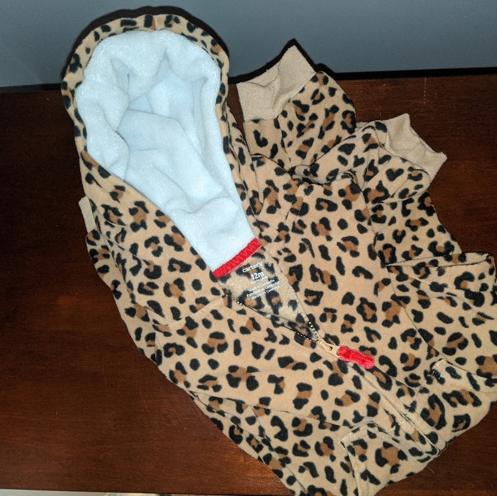 3 for $15 - 12M Cheetah fleece Romper